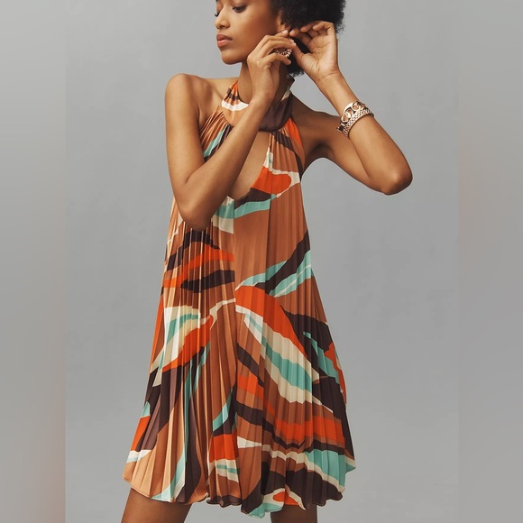 Anthropologie Hutch Halter Pleated Swing Mini Dress - Picture 4 of 10